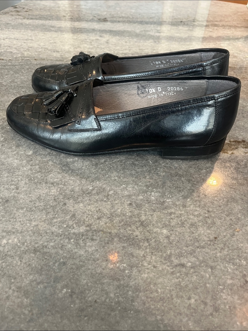 Florsheim Barletta Black Leather Tassel Woven Loafers Italian Made - Picture 5 of 13